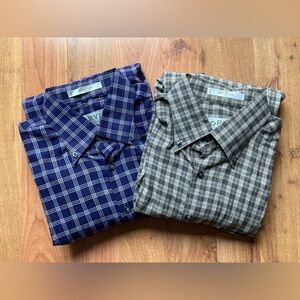 Orvis 2Pc Bundle Mens Large Cotton Plaid Checker Long Sleeve Button Down Shirts